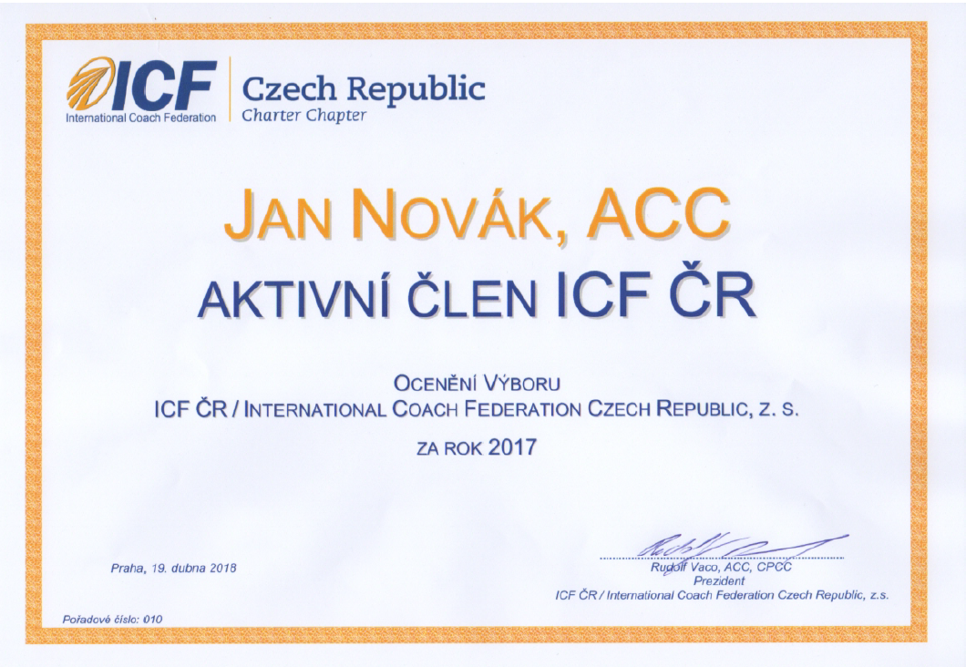 Aktivní člen ICF 2017 | Koučování k úspěchu